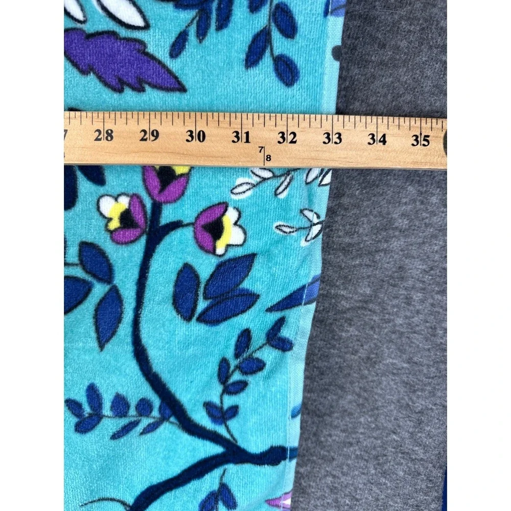 NWT Vera Bradley Beach Towel Teal Peacock Garden Floral Cotton Plush 33x66 Vacay
